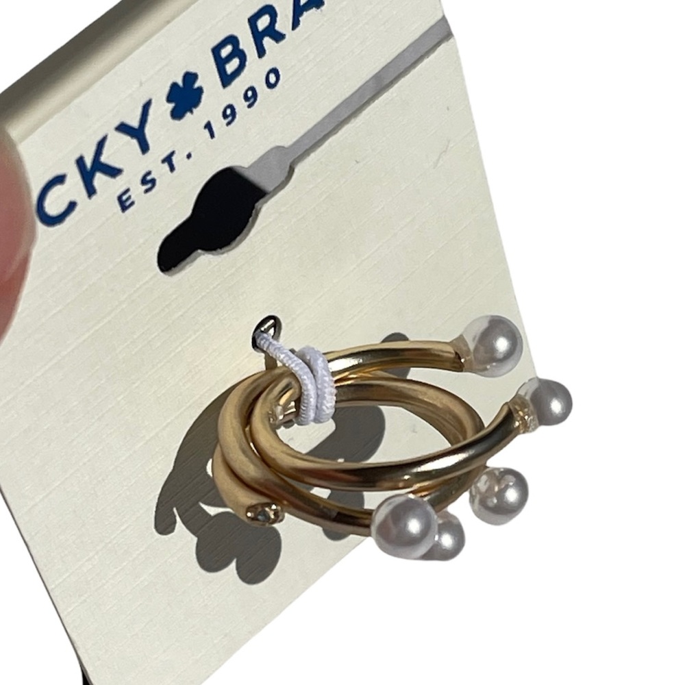 Lucky Brand Stacked Gold Pearl Ring